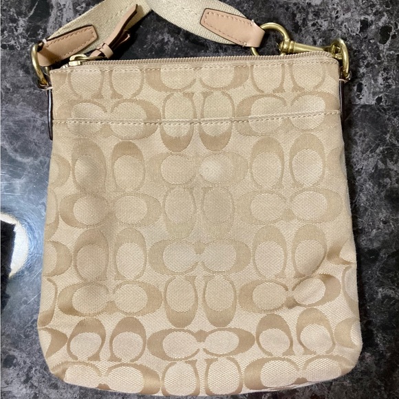 Coach crossbody. Tan with teal - Picture 3 of 5
